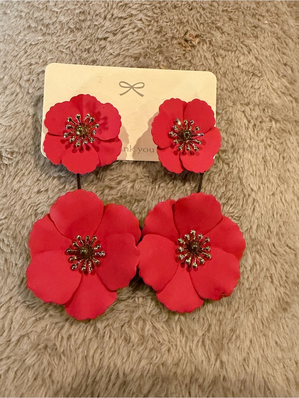 Statement floral earrings in red